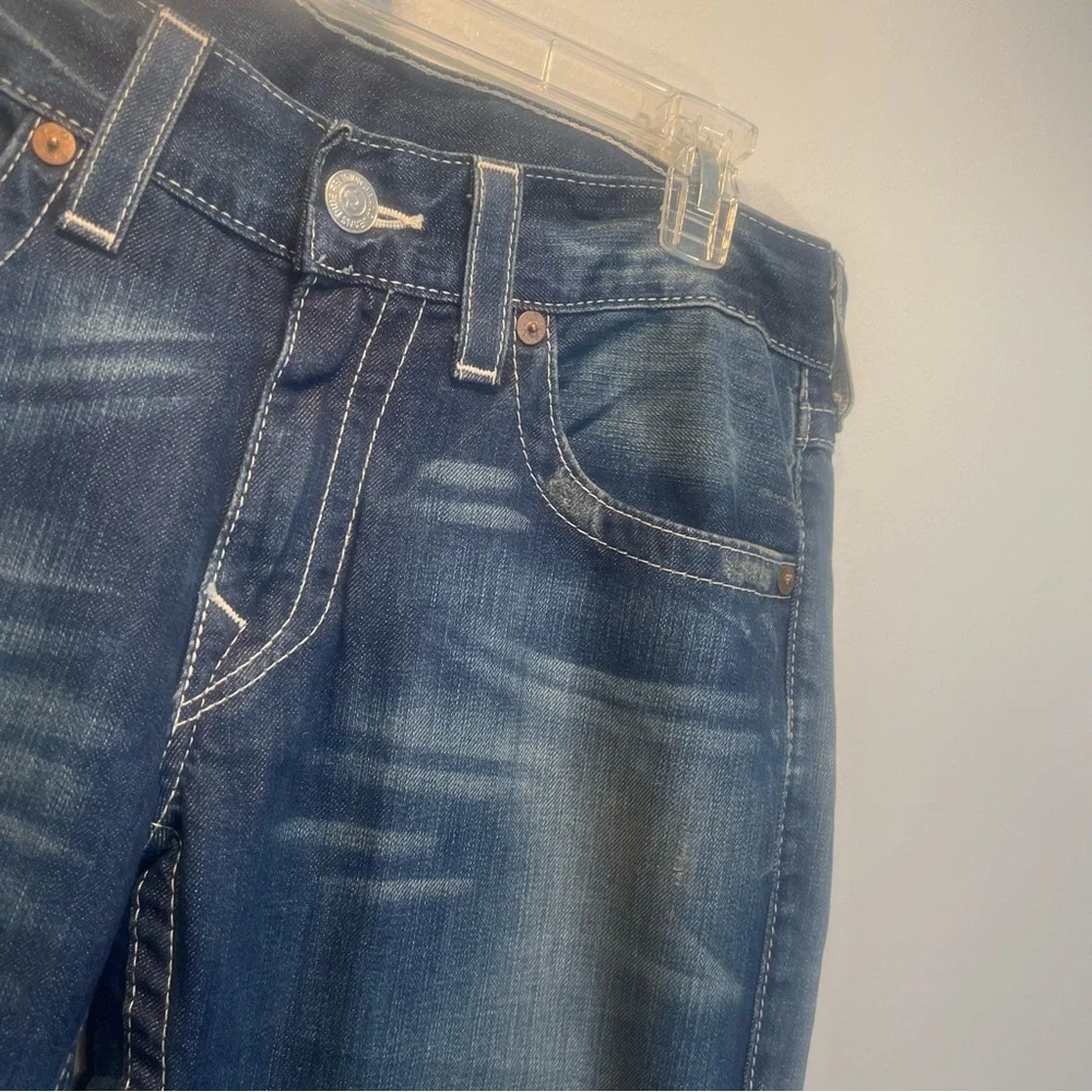 True Religion Jeans World Tour Section Straight Blue Denim Mens Size 31 USA Made